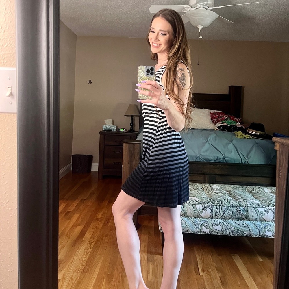 She and sky brand size small tank dress striped ombré